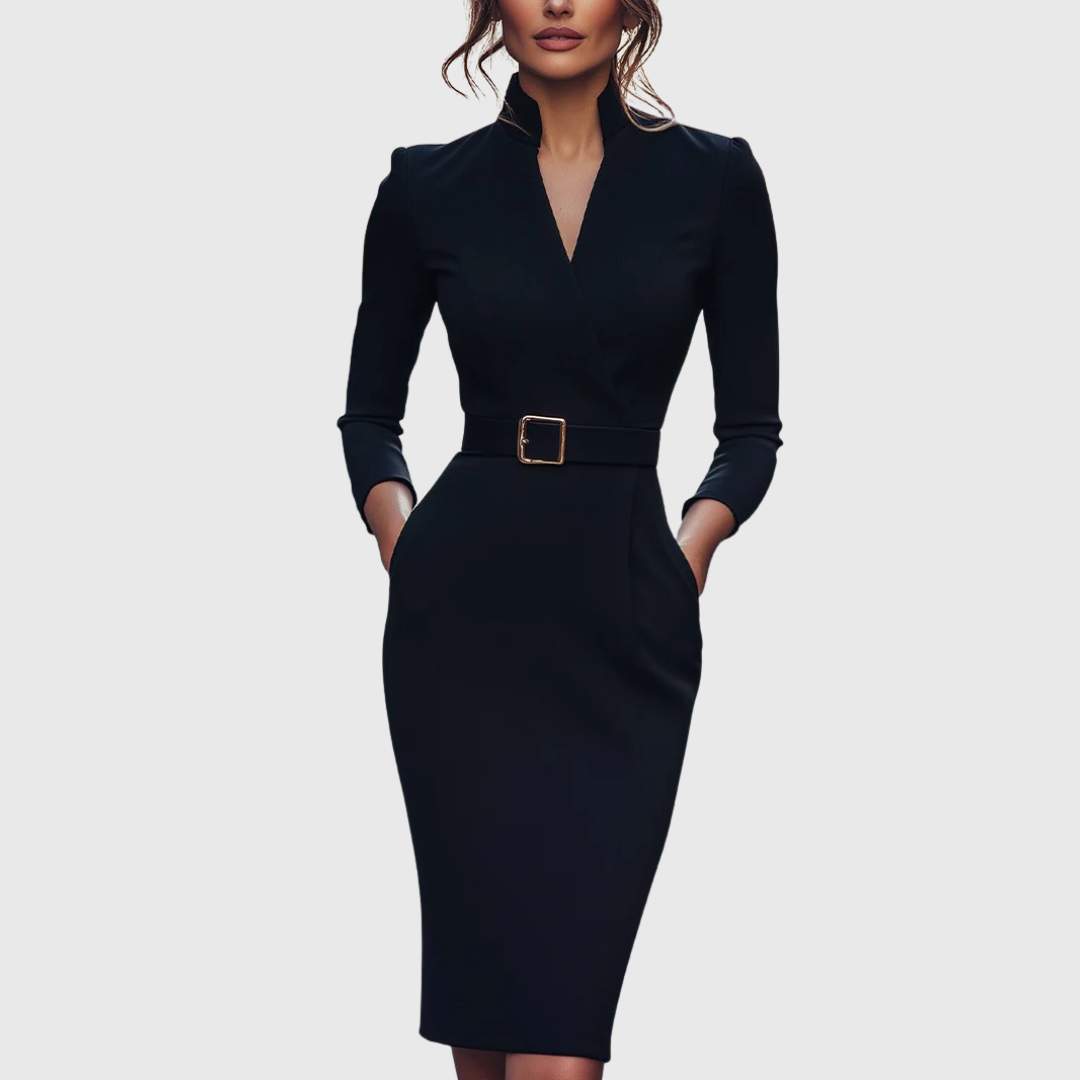 Grace Classic Pencil Dress with Belt - Elena Harper