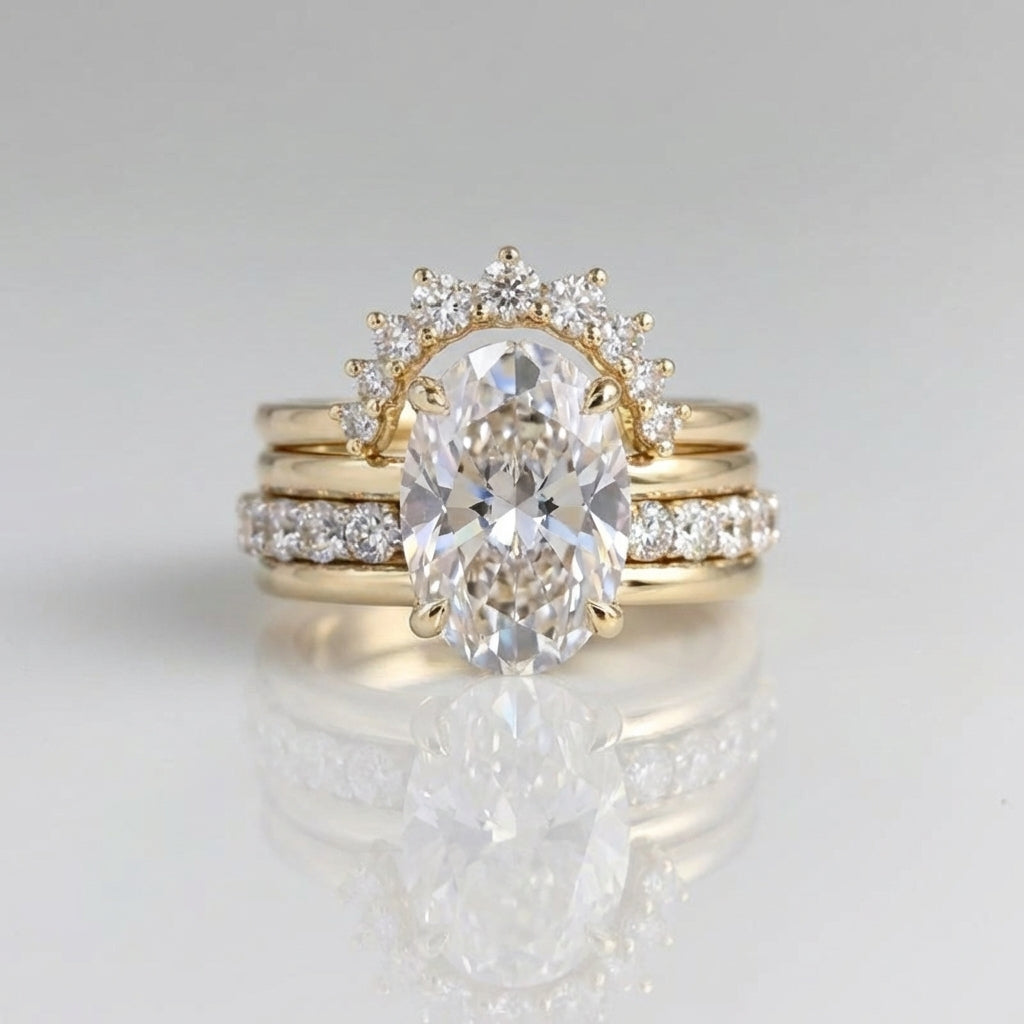 Elegant European Style Stacked Zirconia Diamond Ring - Elena Harper