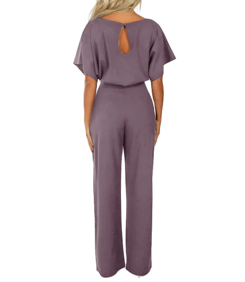 Elegant women's jumpsuit with waist belt Clarissa, view 5 - Elena Harper
