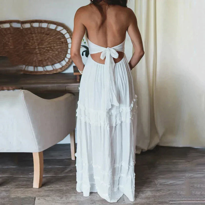 Elegant maxi summer dress for women with cut-out details - Haley