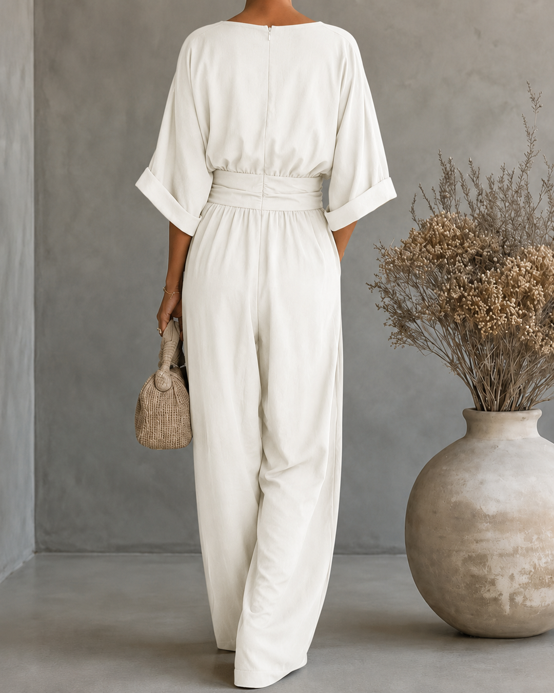 COMBINATION WITH V-NECK AND WIDE LEGS FOR WOMEN