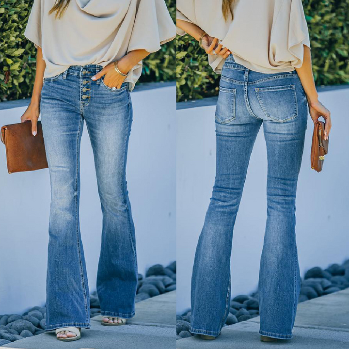 Elvira Elegant Flared Jeans, view 5 - Elena Harper
