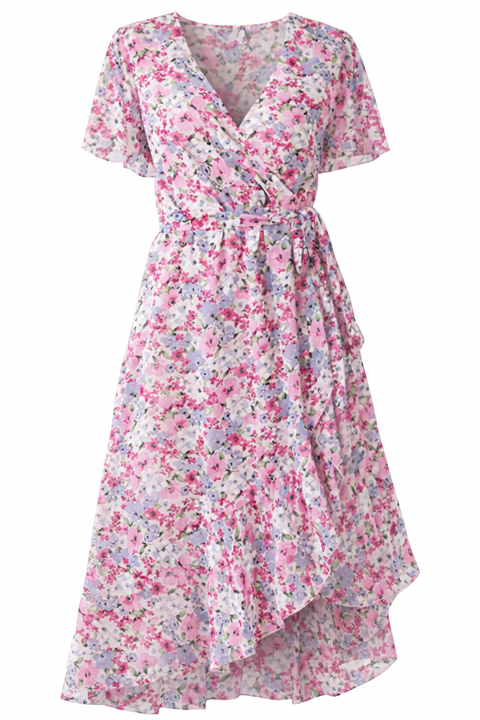 Floral Midi Dress for Women – Elegant Cut and Romantic Look