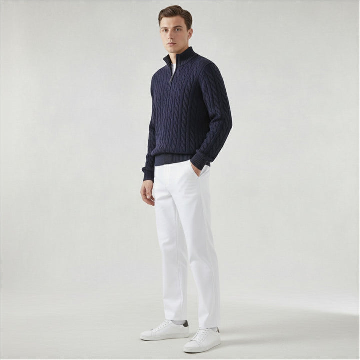 HARRINGTON OXFORD | CABLE ZIP SWEATER TROUSERS SET FOR MEN