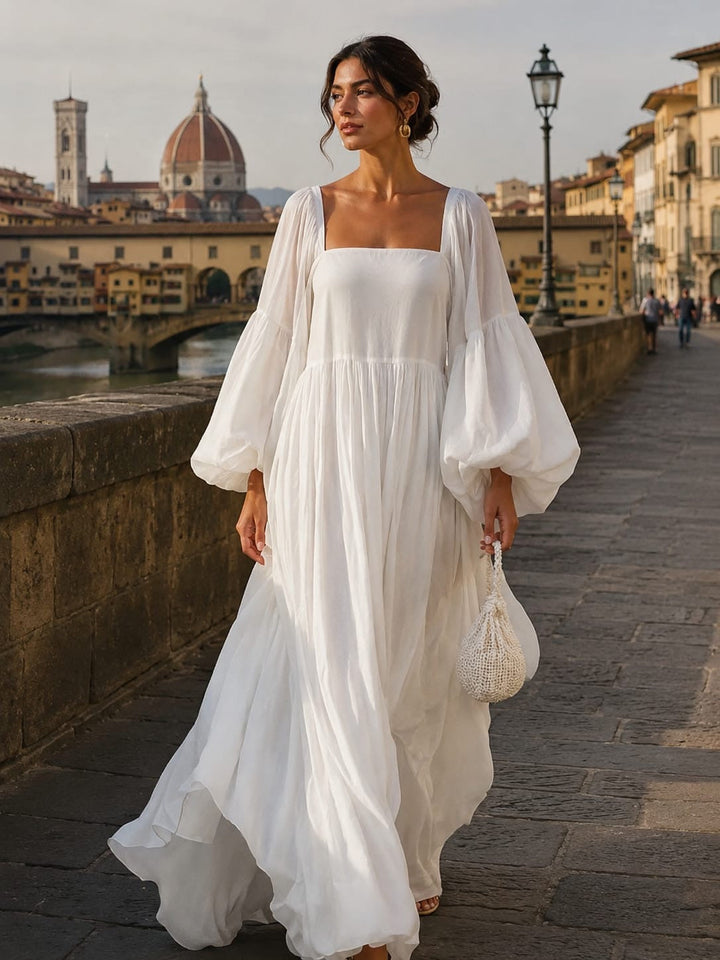 Synila Prestige Dress with Lantern Sleeves - Elena Harper