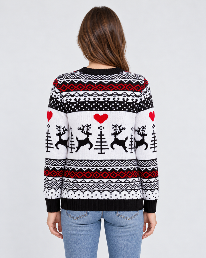 Pull Fair Isle with Bears, Reindeer, and Snowflakes for Women