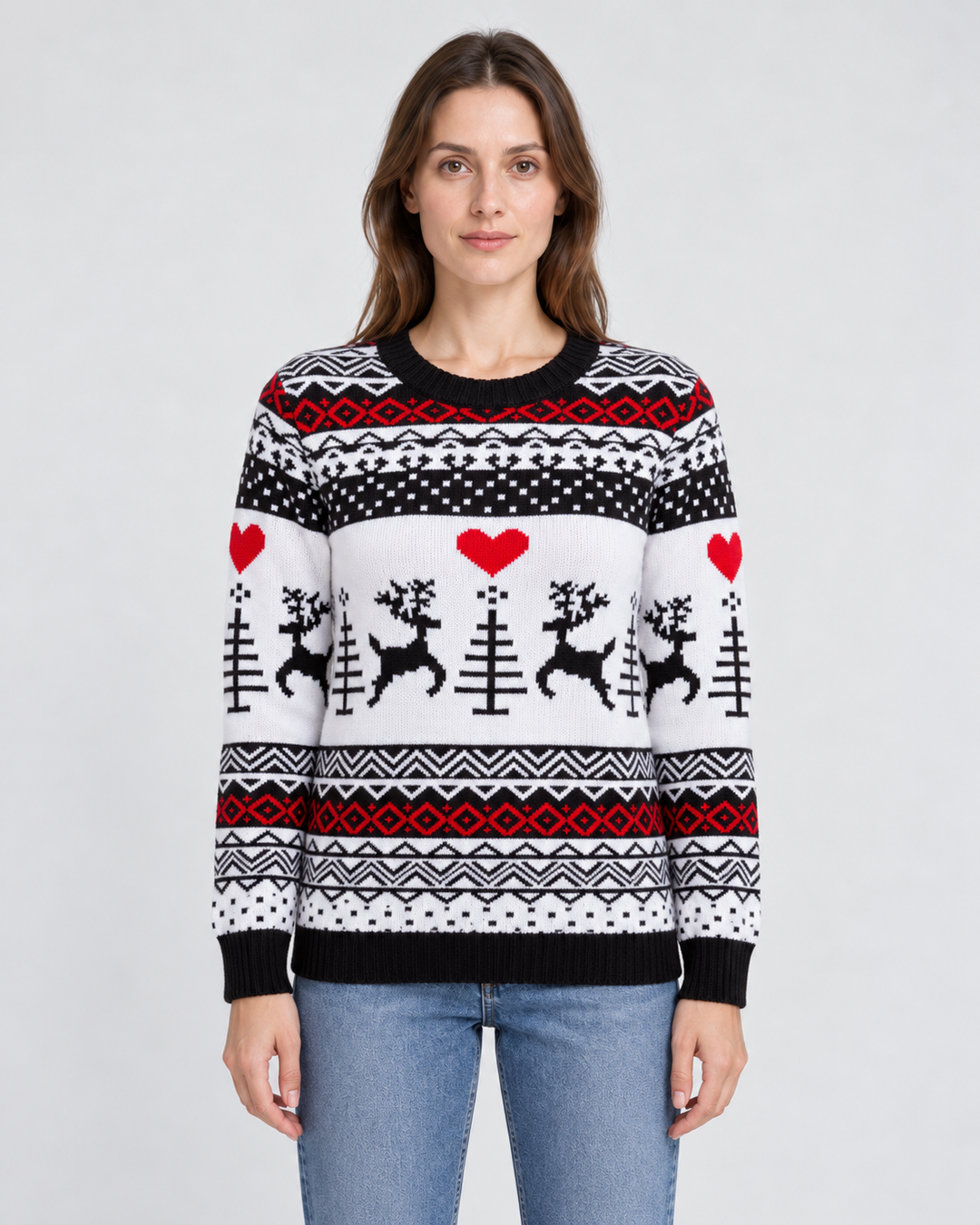 Pull Fair Isle with Bears, Reindeer, and Snowflakes for Women