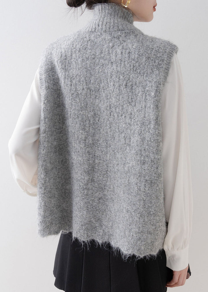 Ladies' Vest with Stand-up Collar and Lace Patchwork