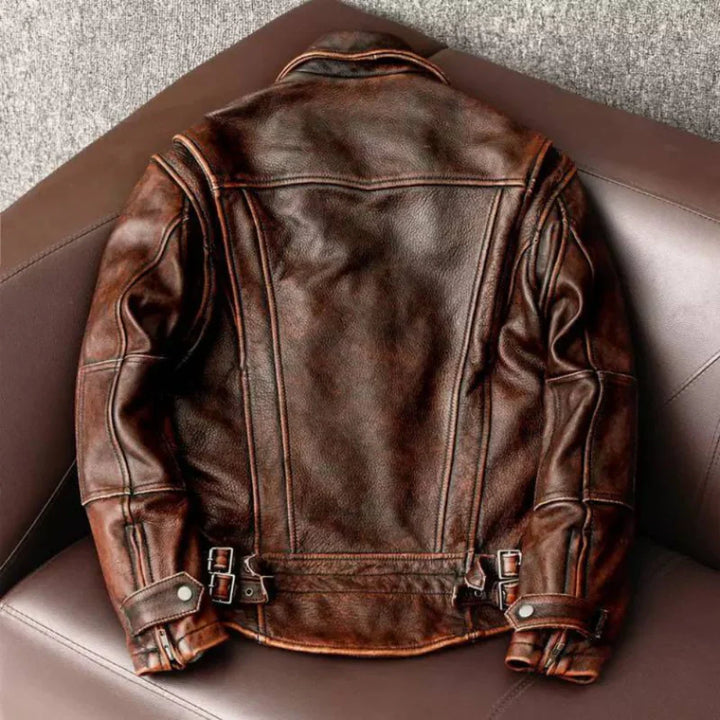 Retro Leather Jacket for Men, view 4 - Elena Harper