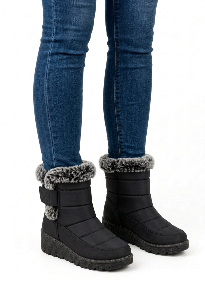 Quilted Winter Boots with Soft Lining and Traction Sole for Women