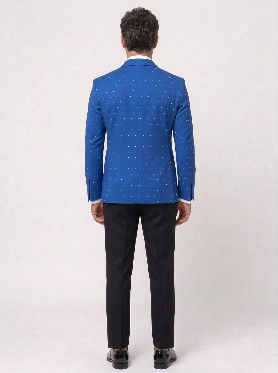 Two-Piece Suit with Shawl Collar and Beaded Details for Men