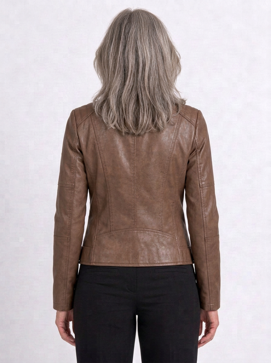 Stand-Collar Fitted-Waist Jacket For Women