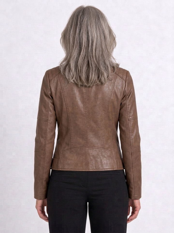 Stand-Collar Fitted-Waist Jacket For Women