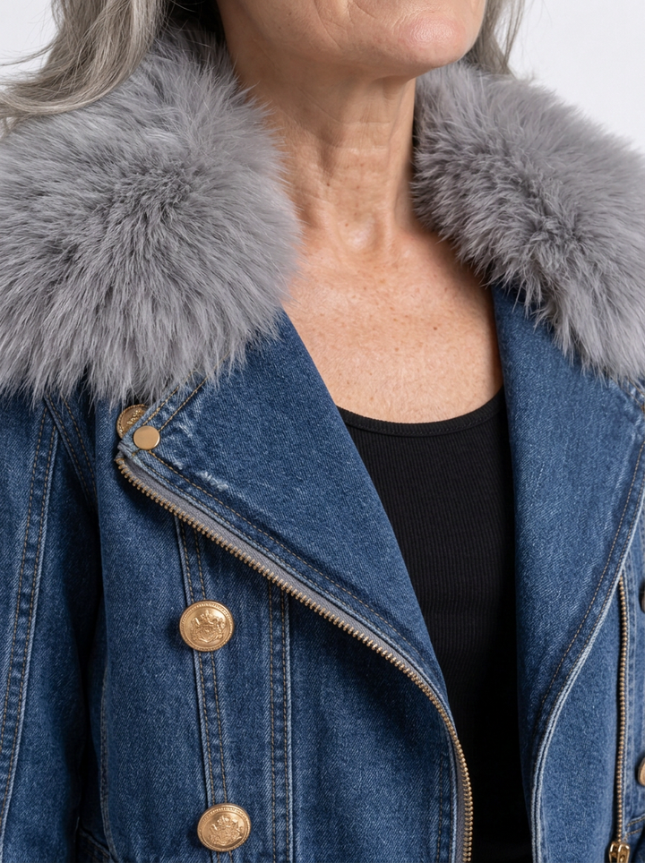 Oversized-Collar Belted Jacket For Women