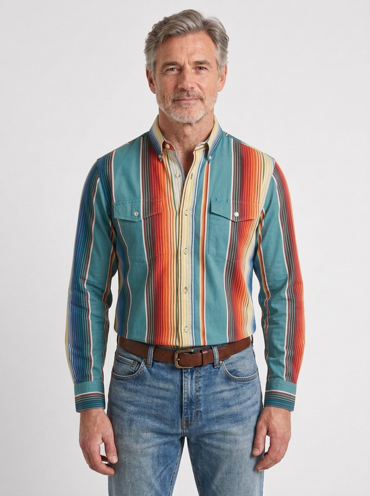 Classic Striped Long-Sleeve Shirt For Men