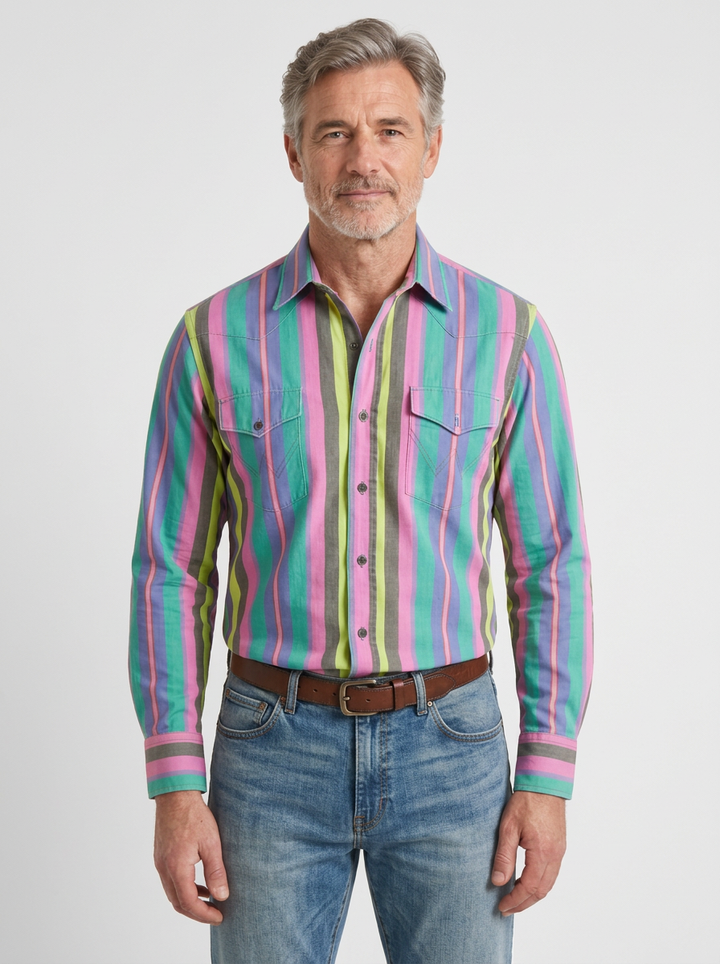 Classic Striped Long-Sleeve Shirt For Men