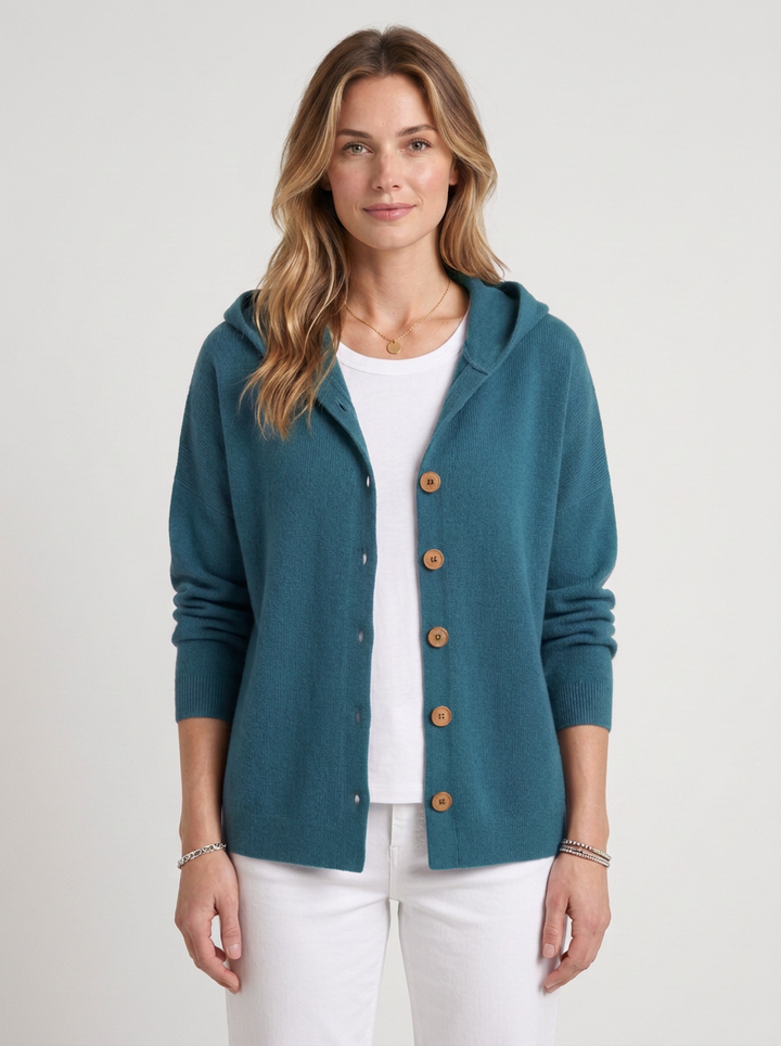 Lightweight Hooded Cardigan with Flowing Cut for Women