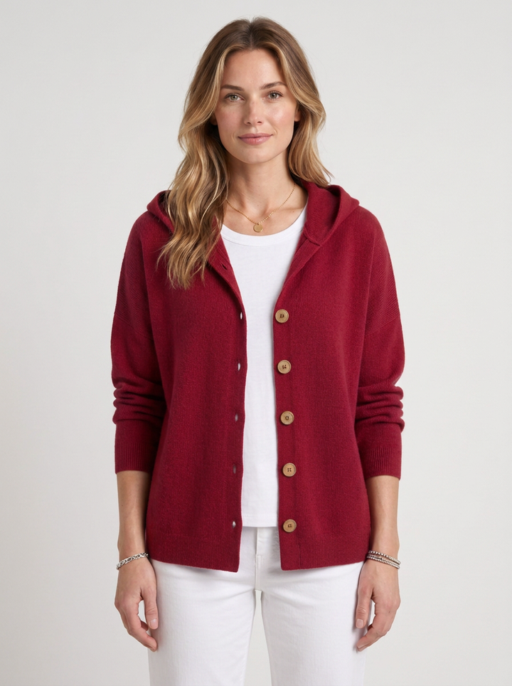 Lightweight Hooded Cardigan with Flowing Cut for Women