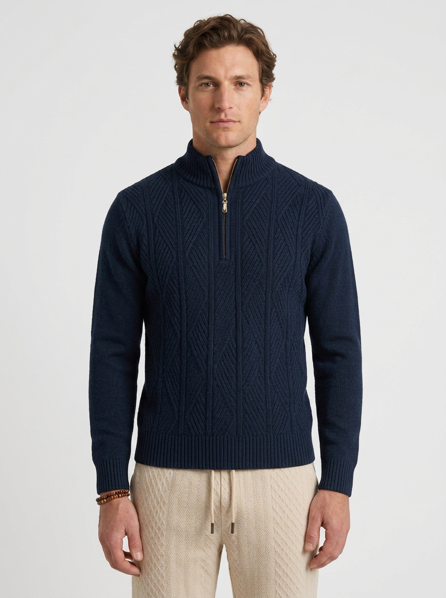 Textured Pull-Over Half-Zip for Men