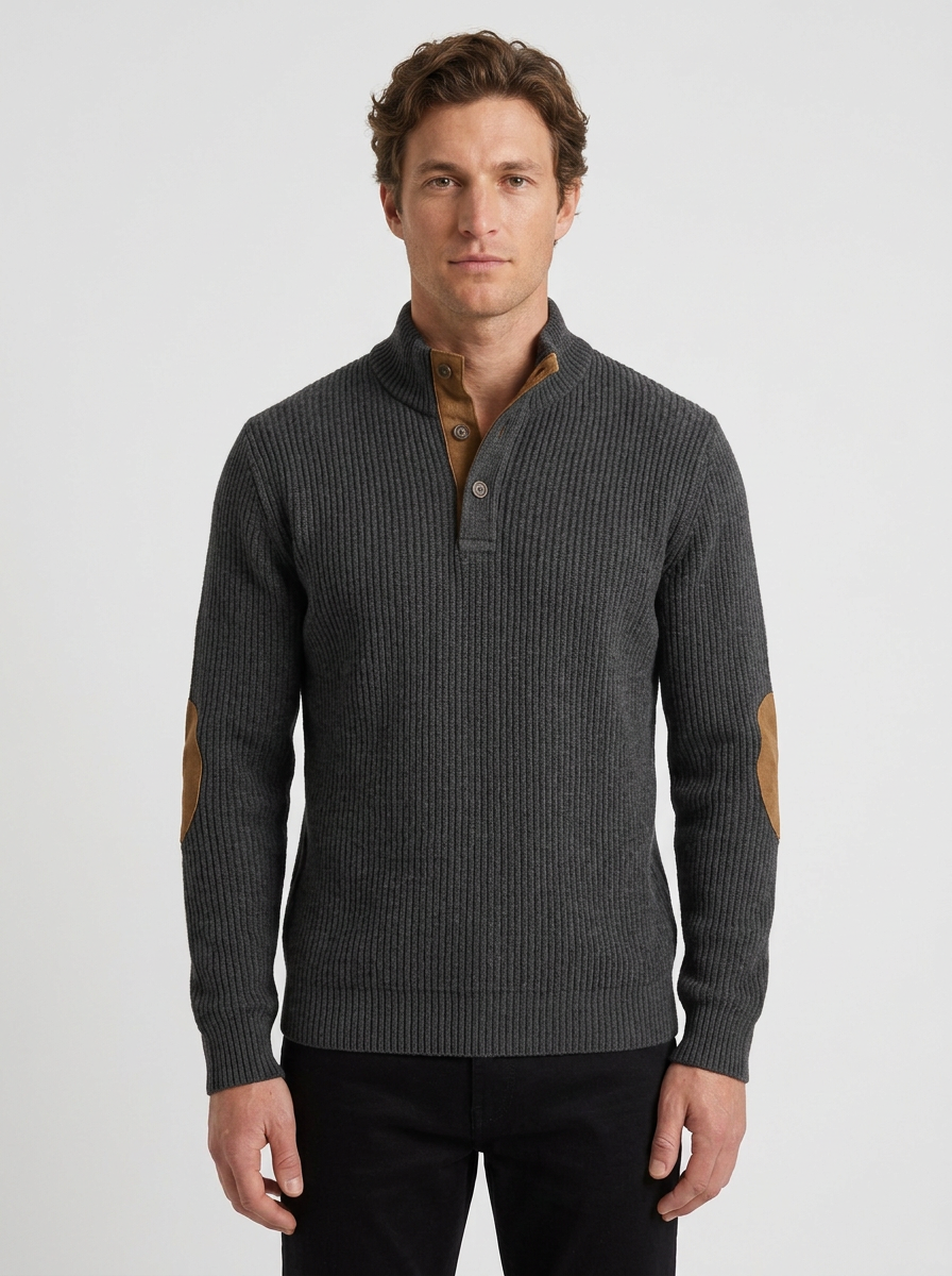 Textured Henley Pullover with Raglan Sleeves for Men, view 5 - Elena Harper