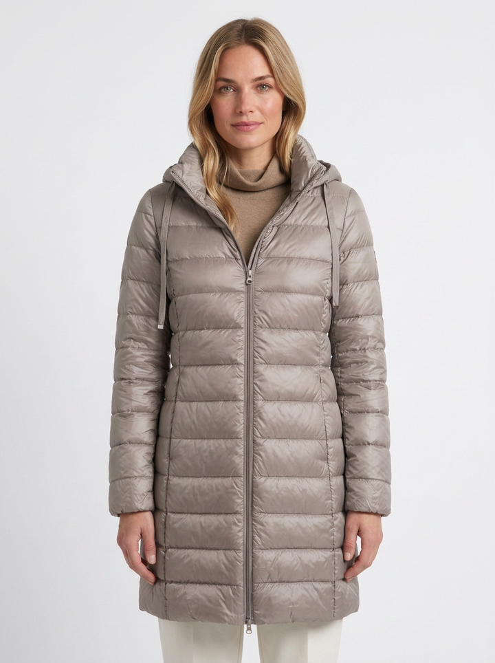 Lightweight Long Hooded Down Jacket for Women