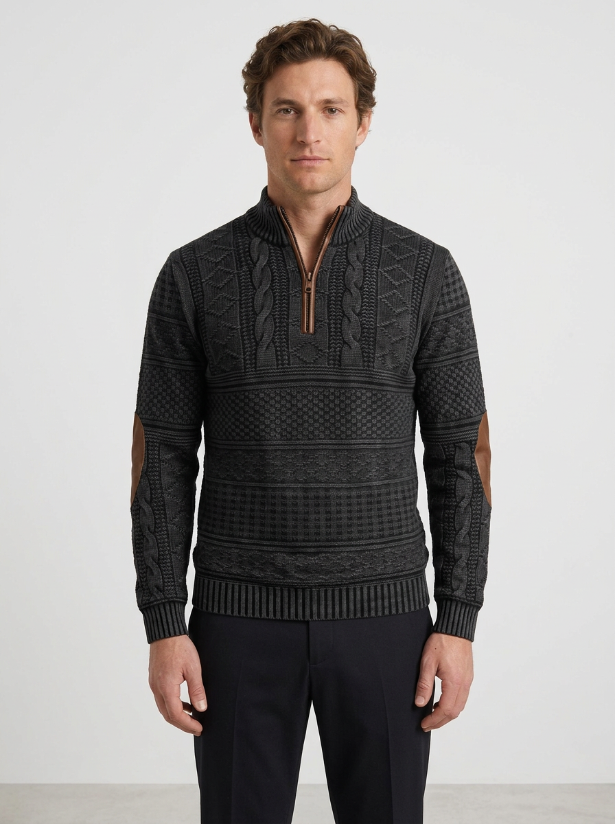 Casual Fit Zip Sweater with Urban Style for Men - Elena Harper