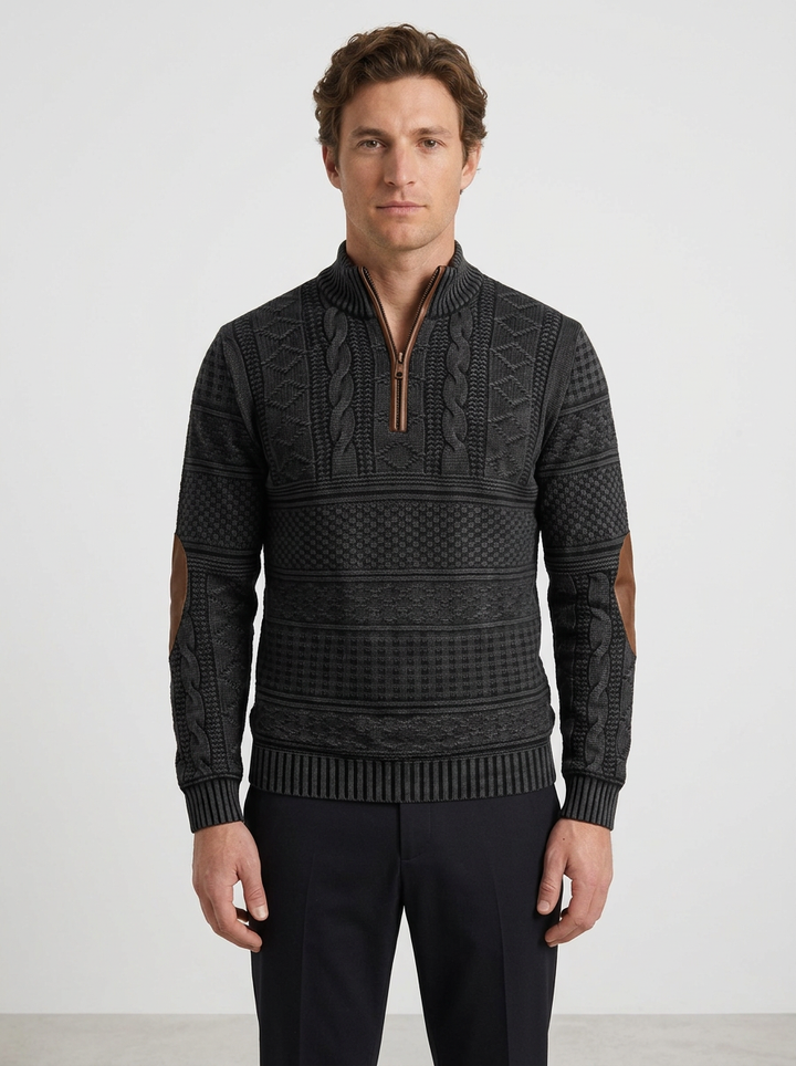 Casual Fit Zip Sweater with Urban Style for Men - Elena Harper