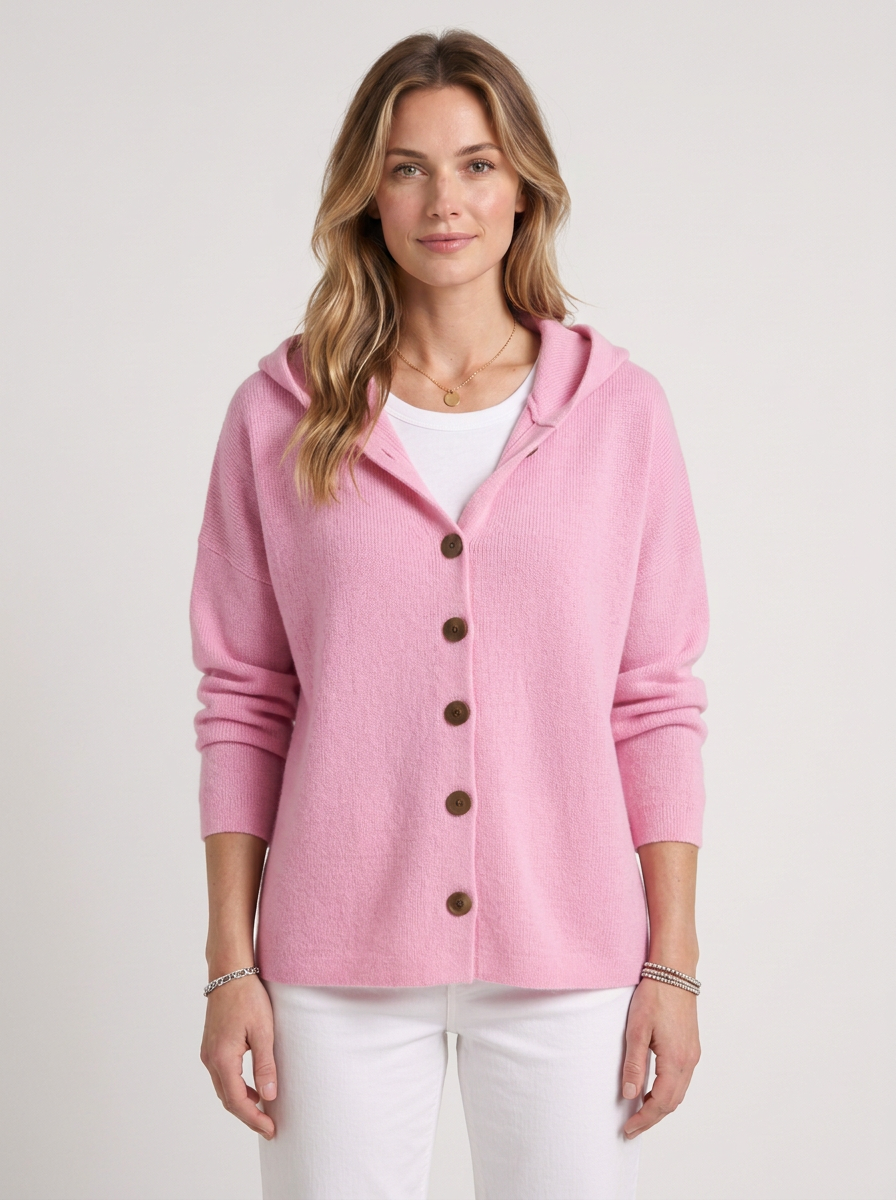 Lightweight Hooded Cardigan with Flowing Cut for Women