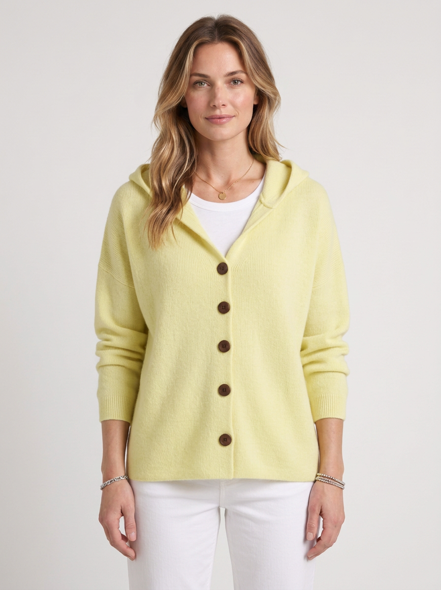 Lightweight Hooded Cardigan with Flowing Cut for Women