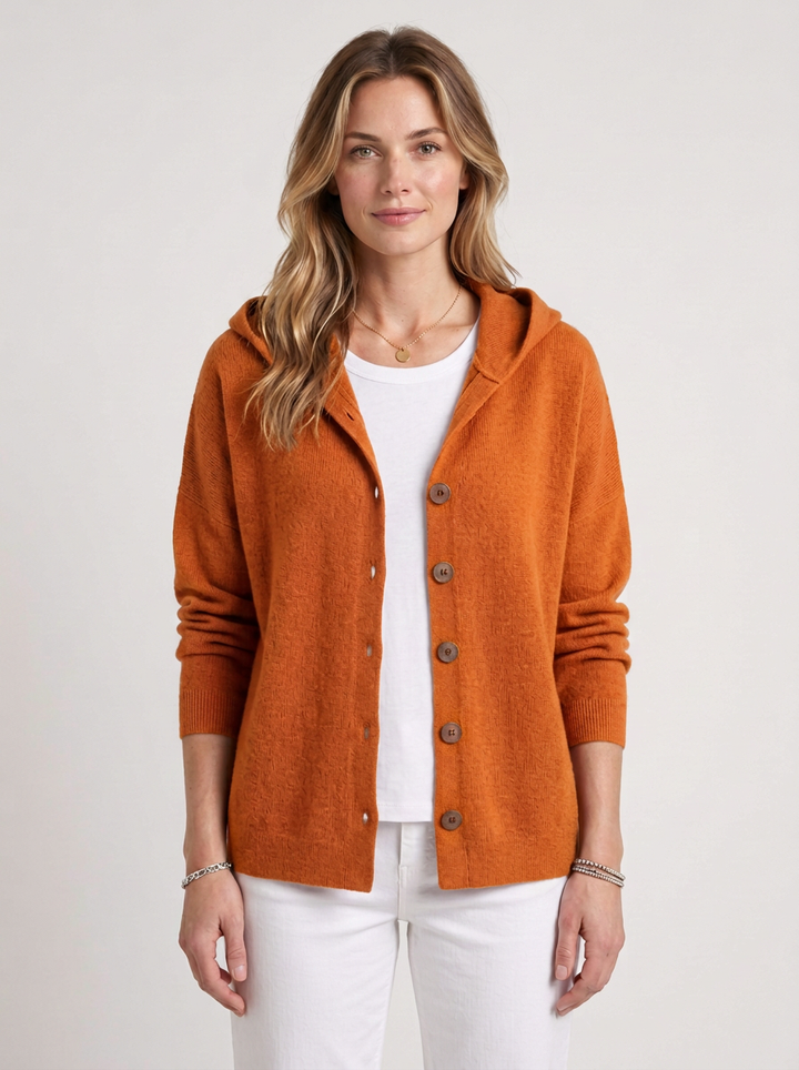 Lightweight Hooded Cardigan with Flowing Cut for Women