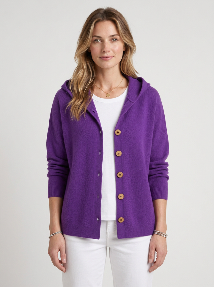 Lightweight Hooded Cardigan with Flowing Cut for Women