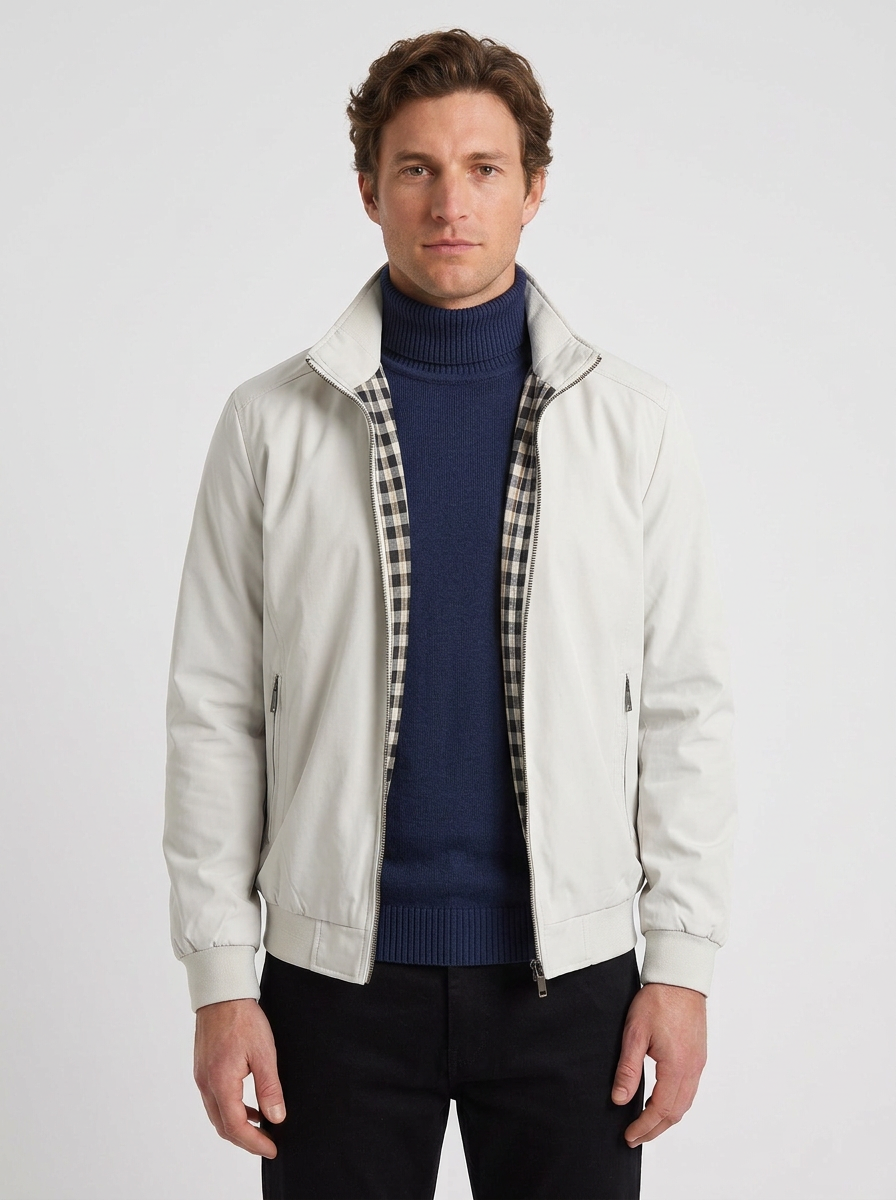 Men's Zip-Up Jacket and Turtleneck Sweater Set