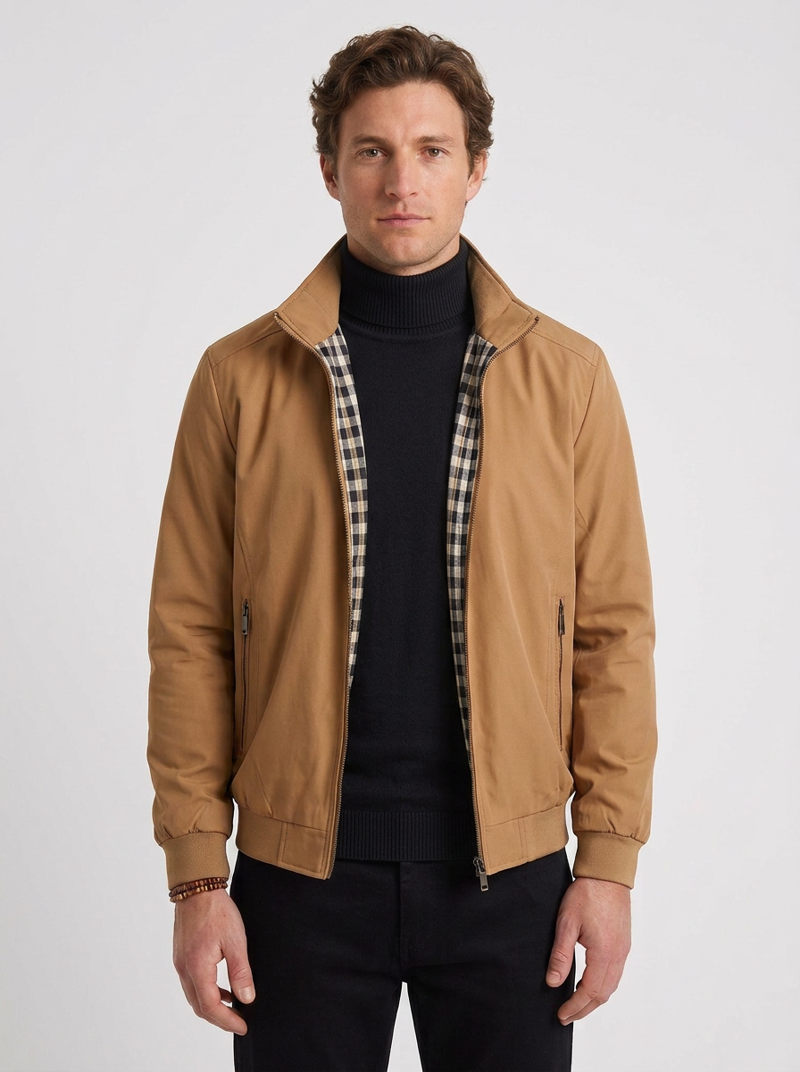 Men's Zip-Up Jacket and Turtleneck Sweater Set