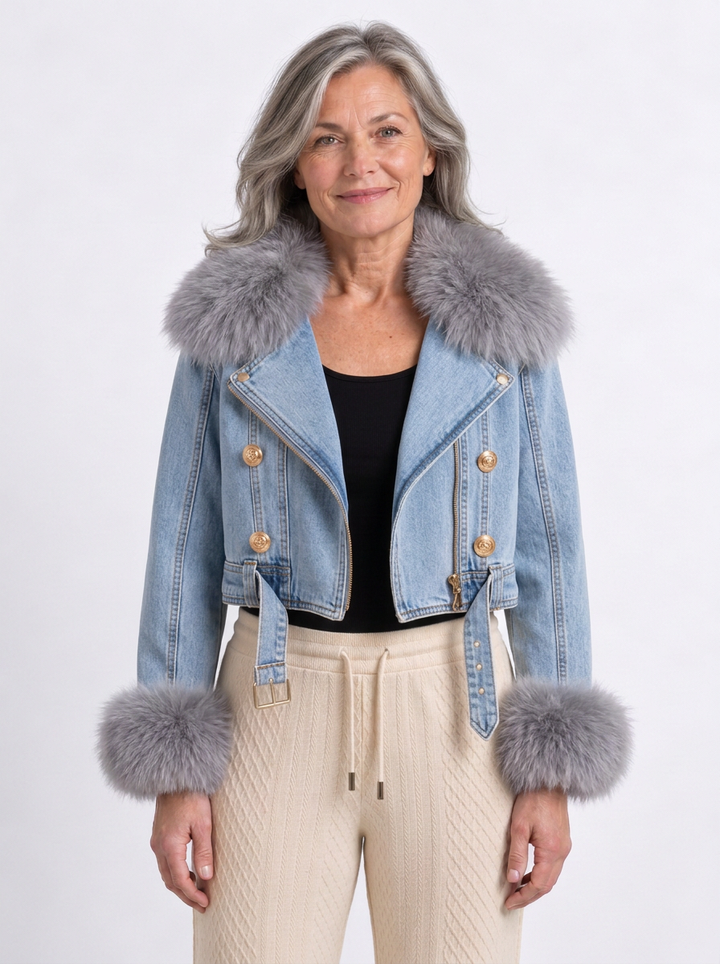 Oversized-Collar Belted Jacket For Women