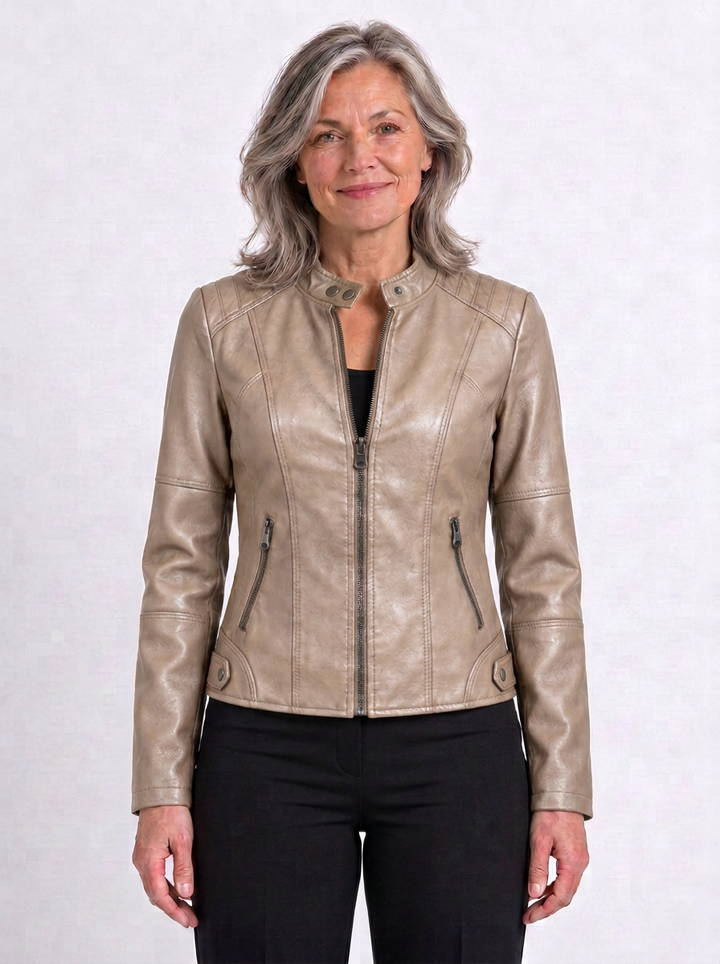 Stand-Collar Fitted-Waist Jacket For Women