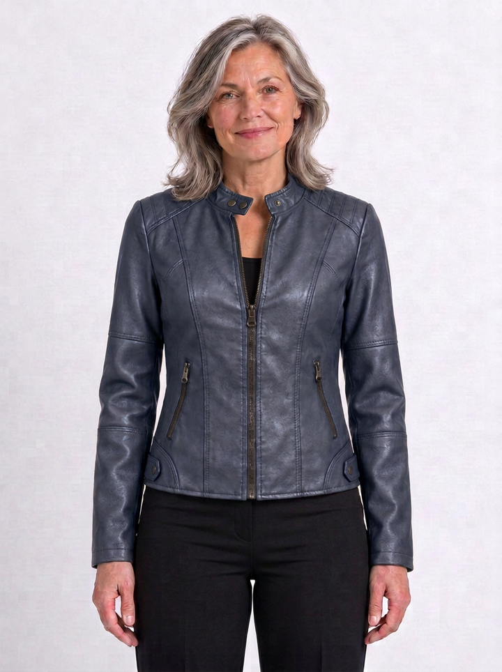 Stand-Collar Fitted-Waist Jacket For Women