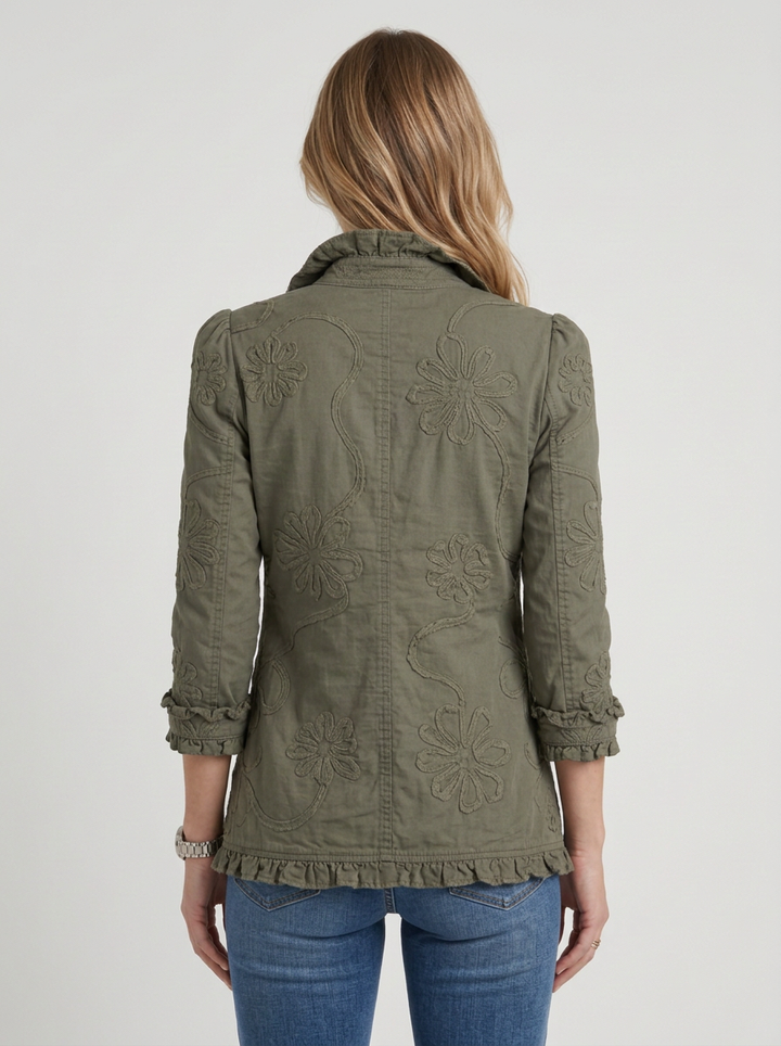 Floral-Embroidered Ruffle Jacket For Women