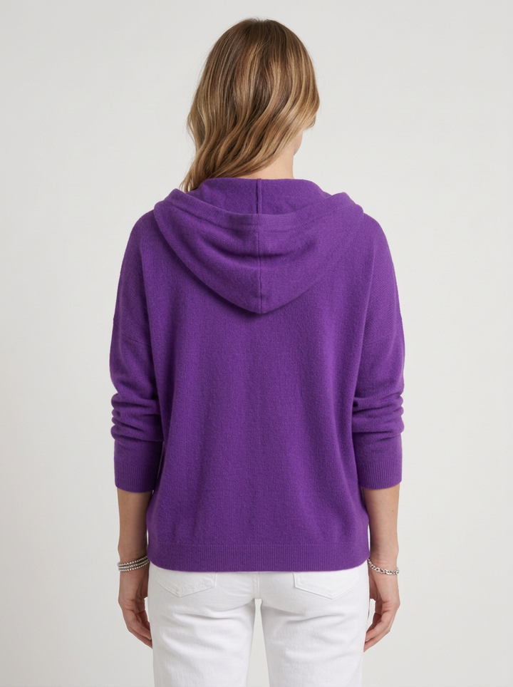 Lightweight Hooded Cardigan with Flowing Cut for Women