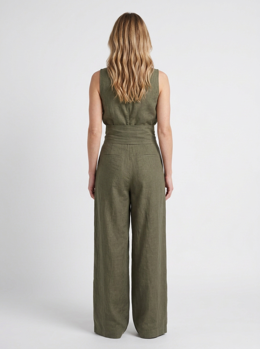 Bamboo Linen Blend Two-Piece Set For Women
