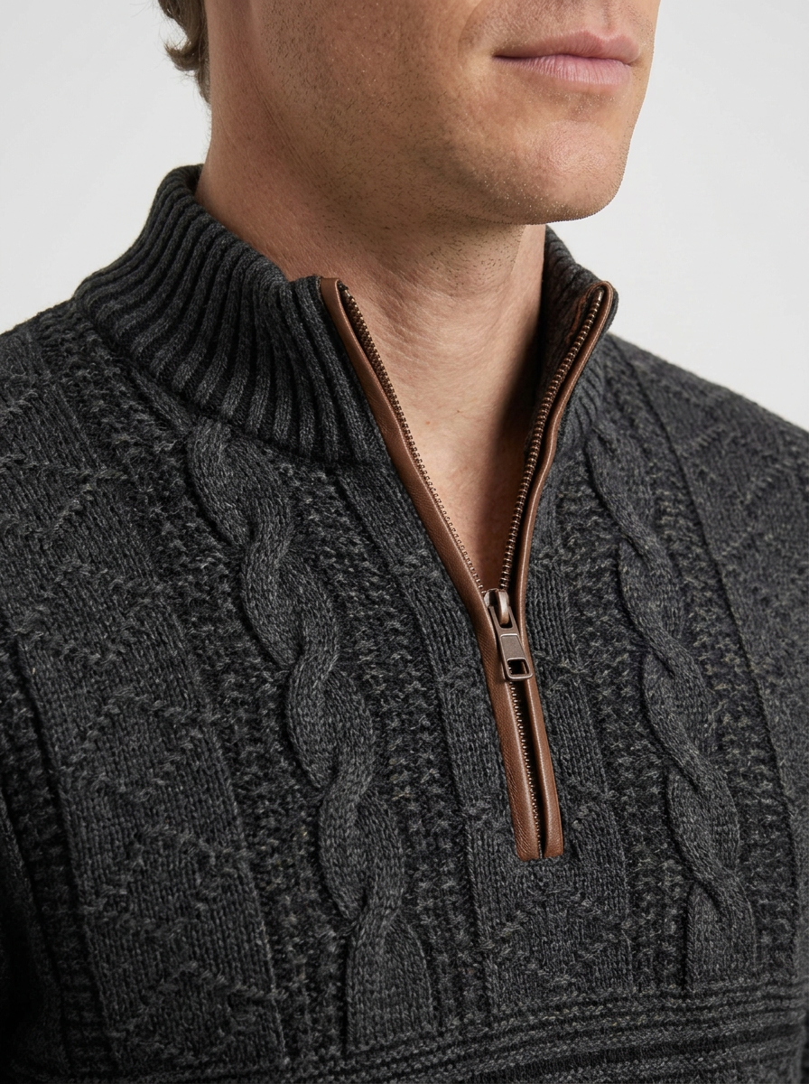 Casual Fit Zip Sweater with Urban Style for Men, view 2 - Elena Harper