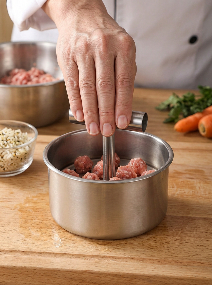 Stainless Steel Meatball Maker For 6 Or 12 Portions, view 2 - Elena Harper
