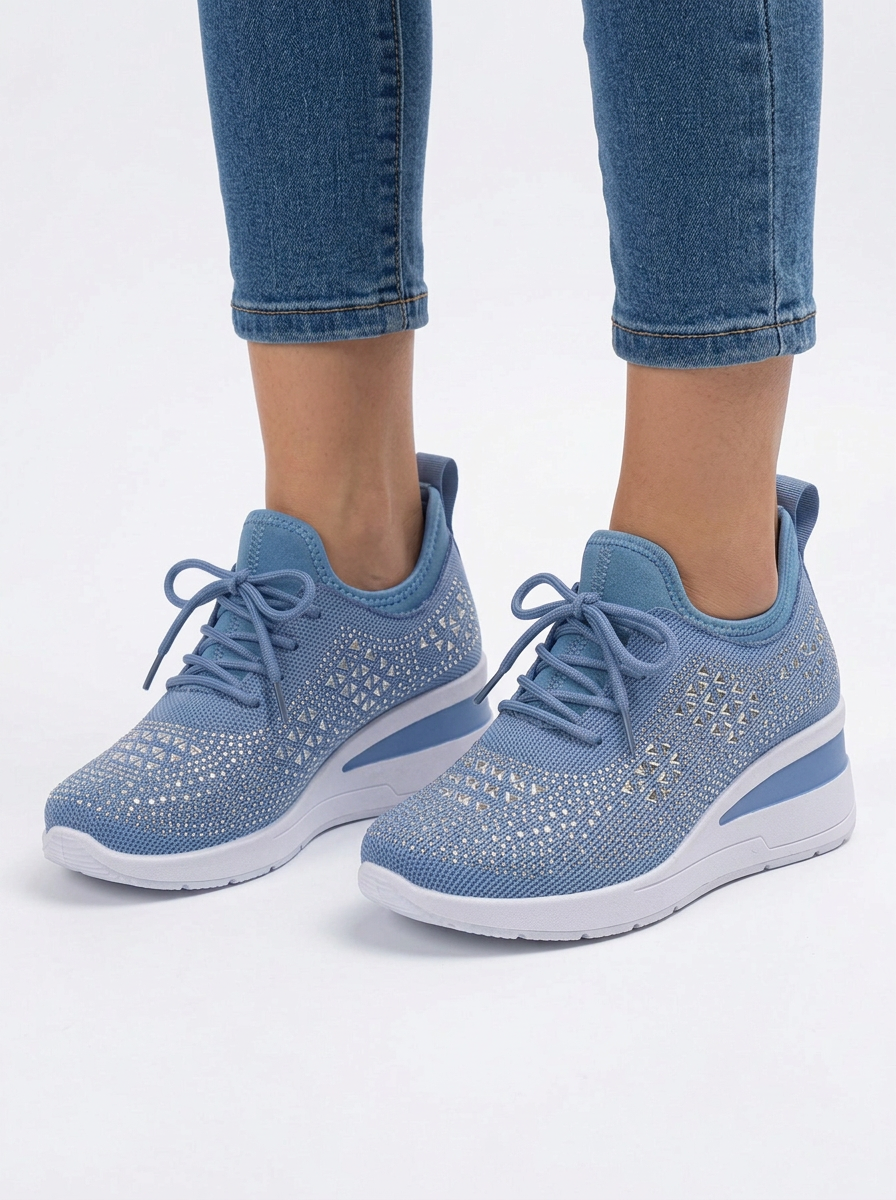 Rhinestone Wedge Trainers For Women