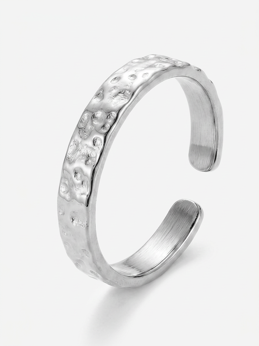 Hammered Silver Ring 4mm For Men