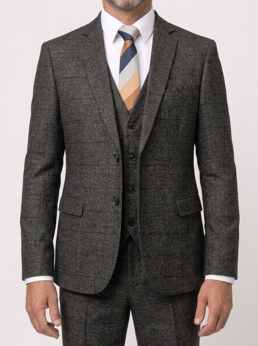 Black Three-Piece Suit for Men