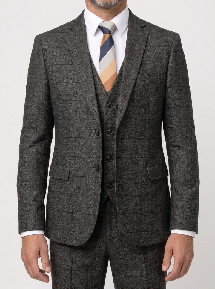 Black Three-Piece Suit for Men