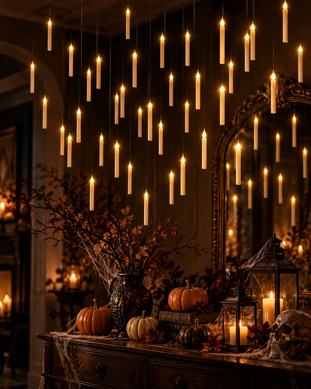 Halloween Floating LED Candles With Wand Remote
