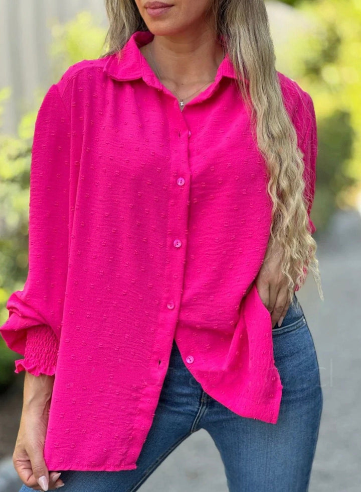 Bonnie - Blouse with Swiss Dot and Lantern Sleeves