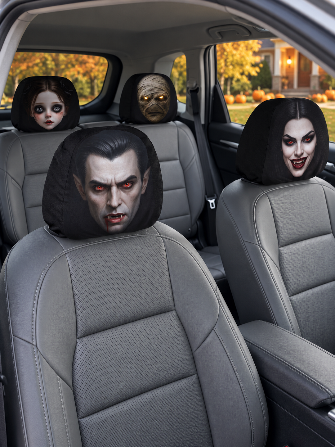 Halloween Horror Passenger Car Headrest Covers