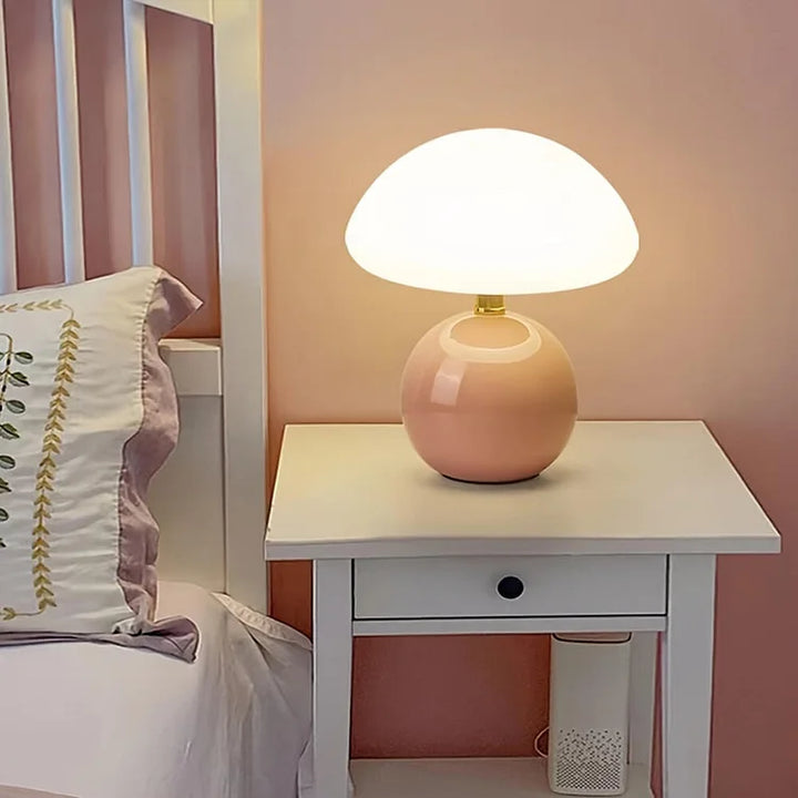Mushroom Design Table Lamp Ceramic with LED Lighting