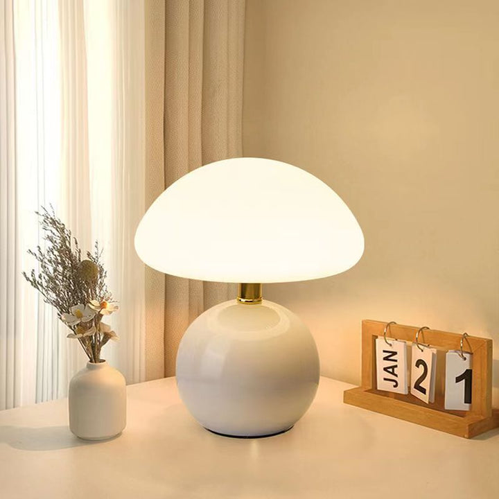 Mushroom Design Table Lamp Ceramic with LED Lighting